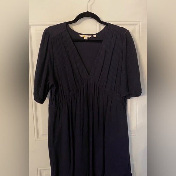 Boden Jersey Navy Seersucker Tiered Midi Dress - 14L - Picture 6 of 8